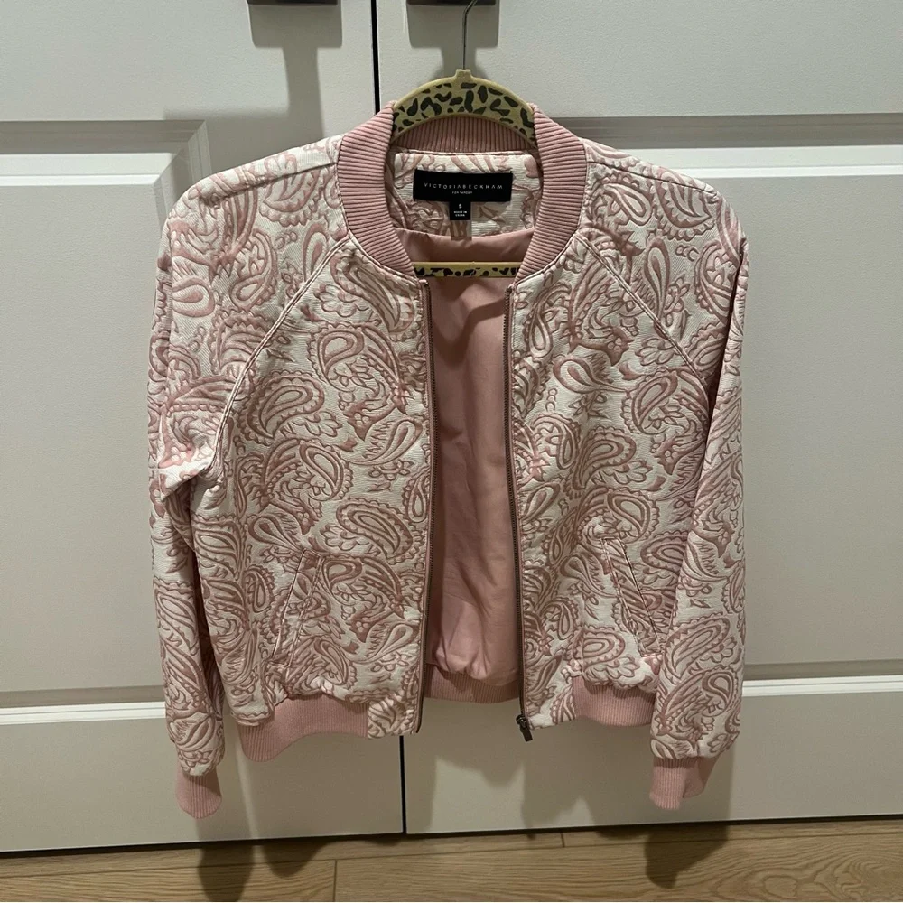 Pink and White Paisley Bomber Jacket - Picture 1 of 1